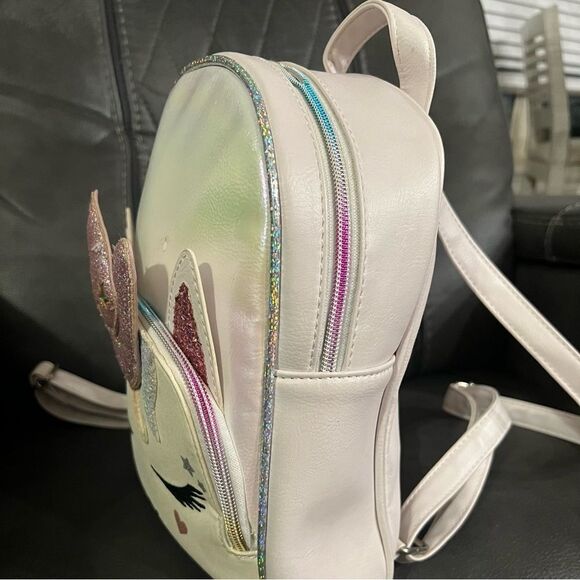 VTG faux leather bling cowgirl horse unicorn medium size Childrens backpack - Picture 4 of 7